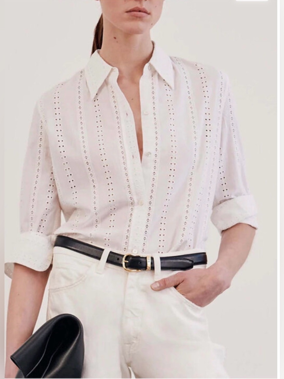 EUC Nili Lotan White Eyelet Button Up Kate Blouse